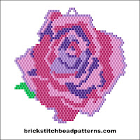 Free brick stitch seed bead pendant pattern color chart.