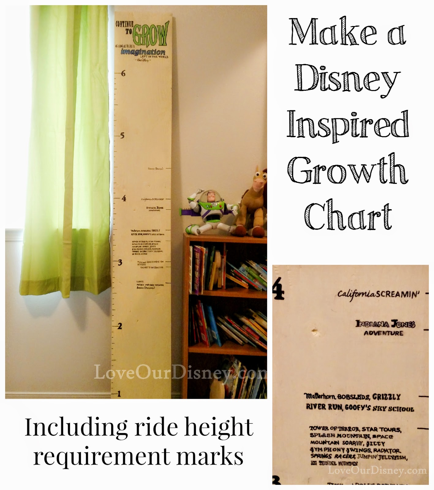 Disney growth chart with ride height requirements marked on it from LoveOurDisney.com