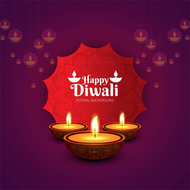Elegant purple diwali design Free Vector