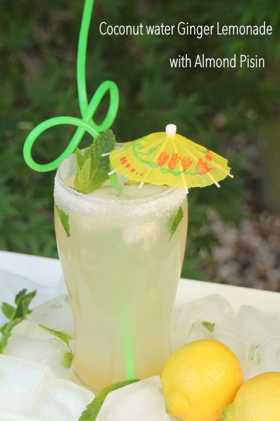 Coconut water Ginger Lemonade with Almond Pisin (Gum)