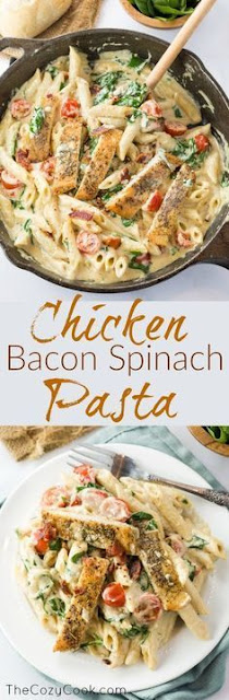 Chicken Bacon Spinach Pasta
