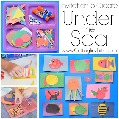 Invitation To Create- Under The Sea. Great fine motor ocean craft for preschool, kindergarten, or elementary kids. Open-ended project allows for creativity- kids can make fish, octopus, or other sea creatures!