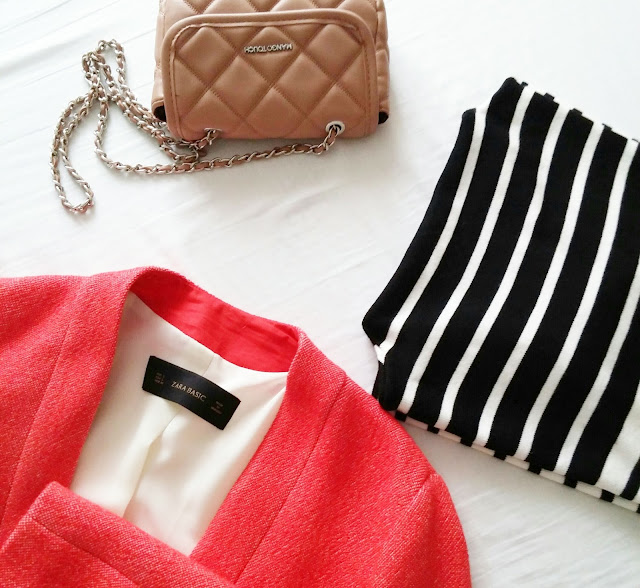Red long blazer + stripes outfit czyli powoli przekonuję się do czerwonego