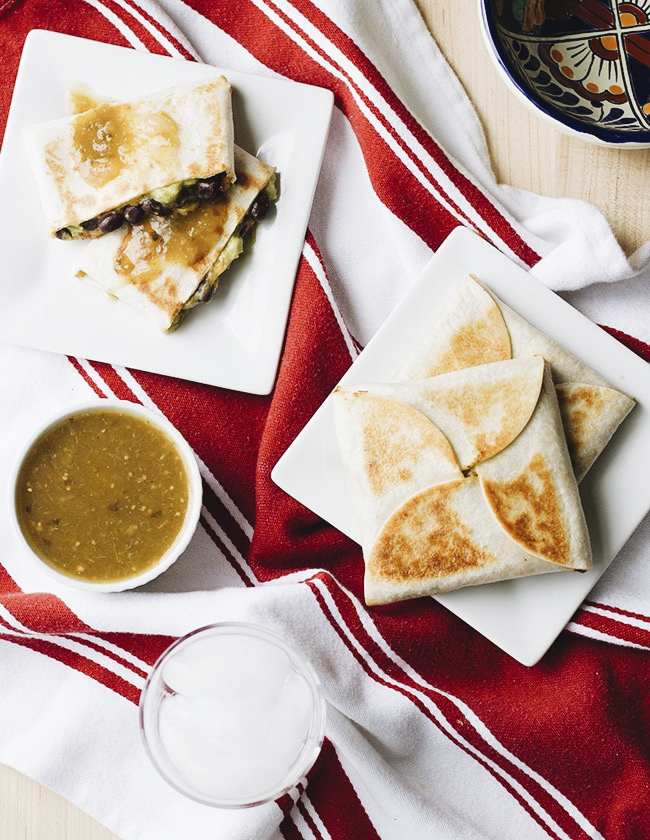Salsa Verde and Black Bean Quesadilla Wraps