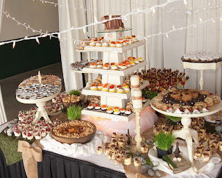 Rustic wedding dessert buffet