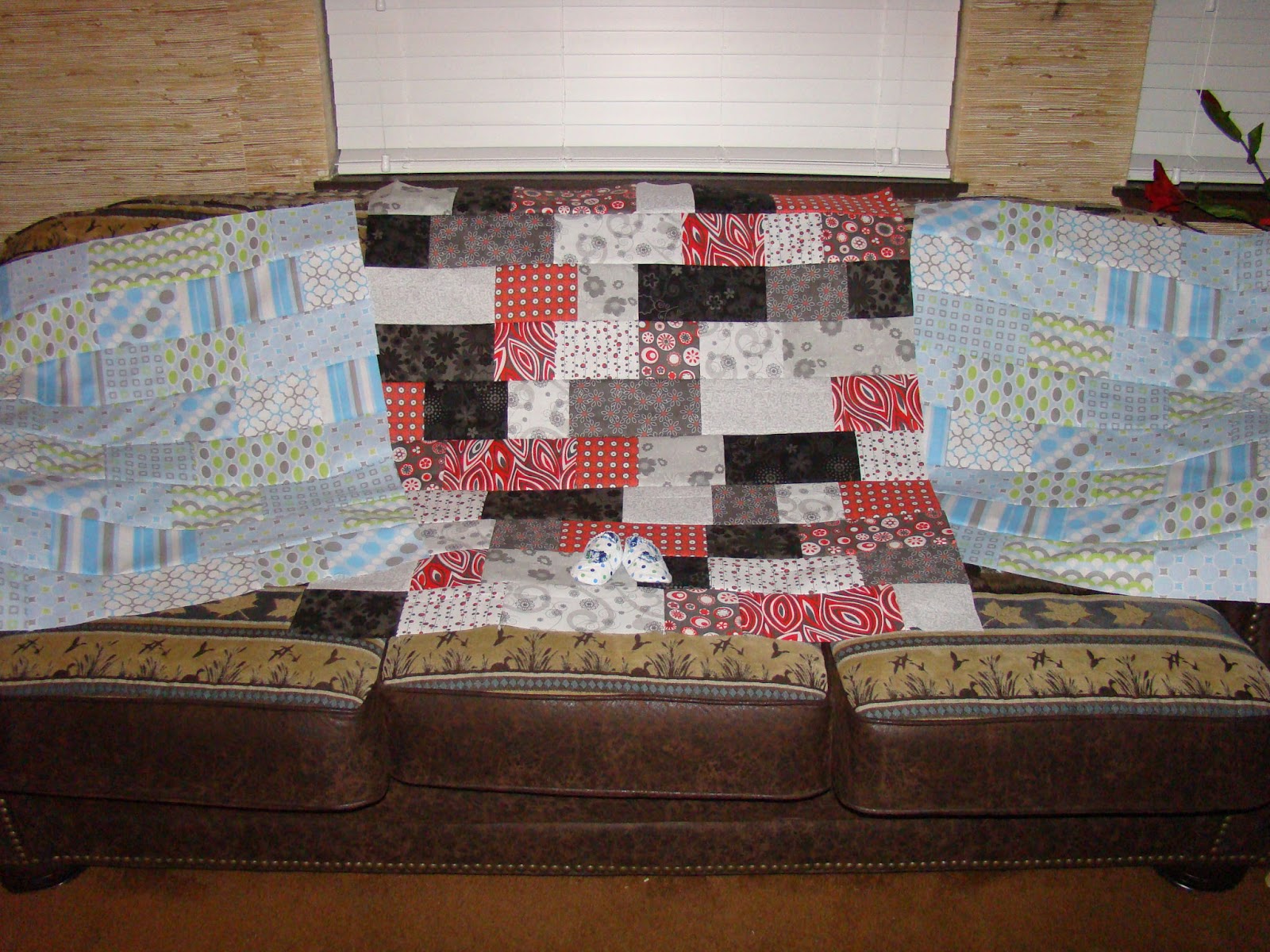 Slice of Pi Quilts Red and Black Brick Baby Quilts