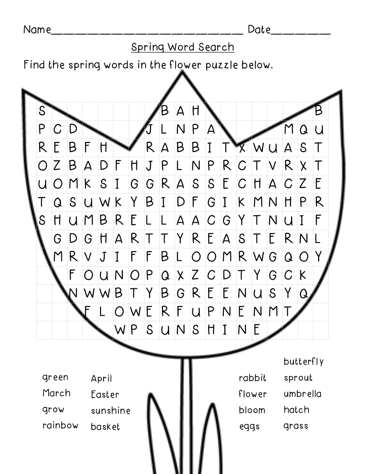 Free Printable Spring Break Word Search