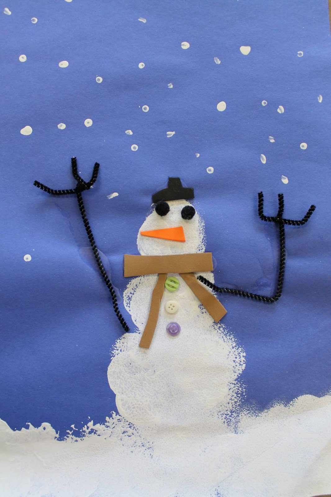 Art Room 104 Kindergarten SpongePaint Snowmen