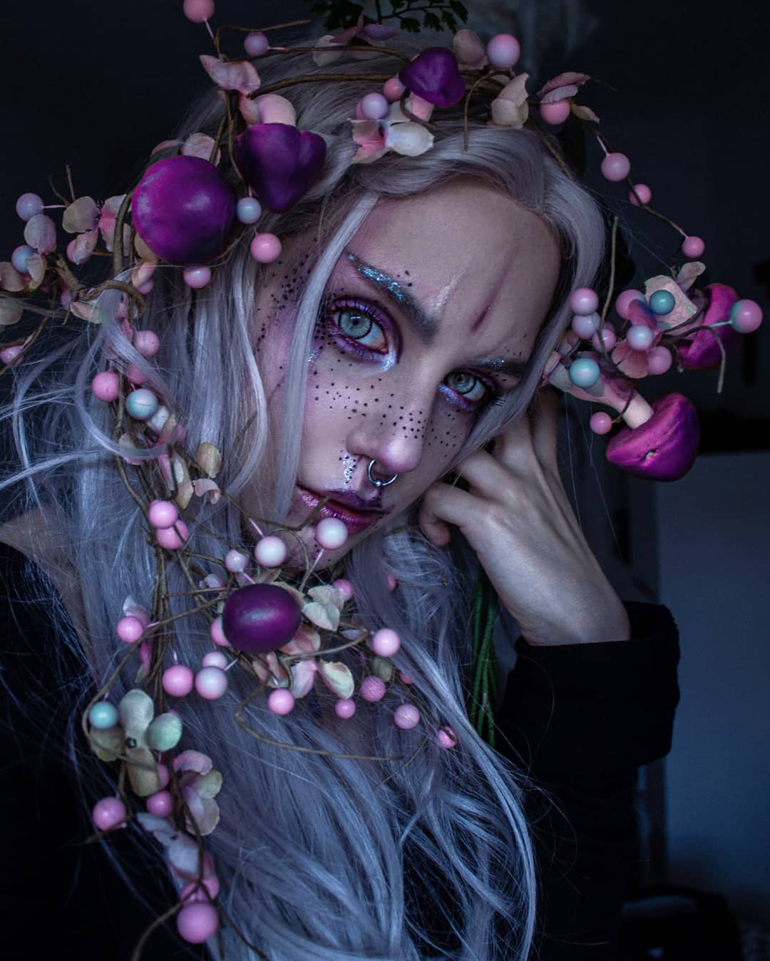 Manic Moth fairy makeup look with freckles