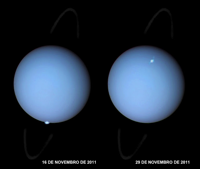 auroras polares em Urano - 2011