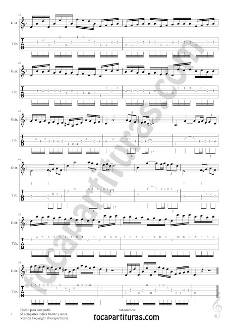  Guitarra Tablatura de Odissea Veneziana Tab Sheet Music for Guitar Tablature Music Score t3