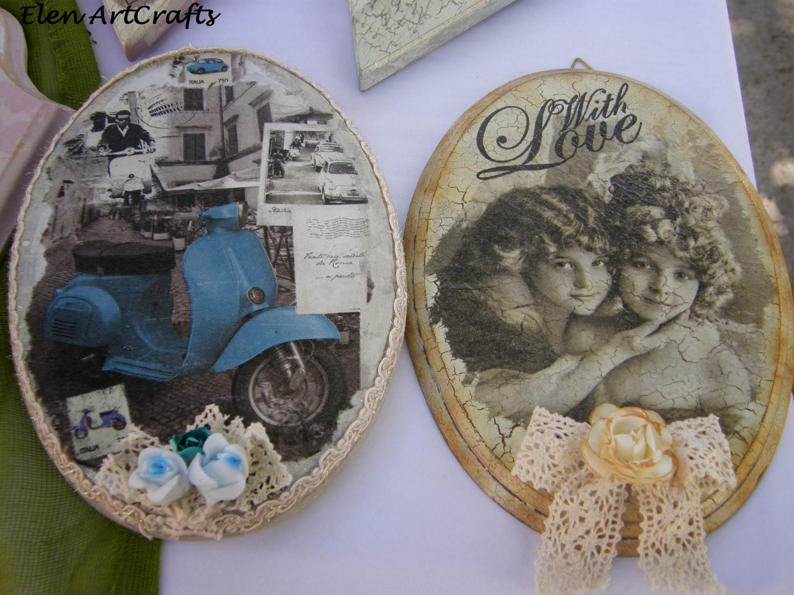 Elen ArtCrafts Καδράκια decoupage/Decoupage on wood