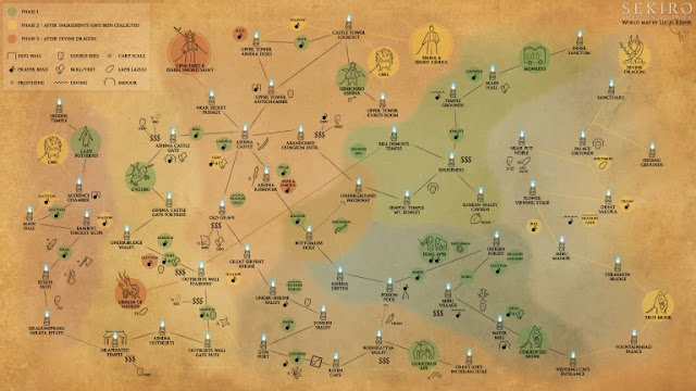 أحد اللاعبين يصمم خريطة عالم لعبة Sekiro Shadows Die Twice و تتضمن أهم المناطق 