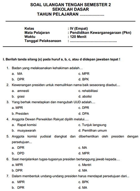 Contoh Soal PKN Kelas 4 SD K-13: Memahami Nilai Pancasila