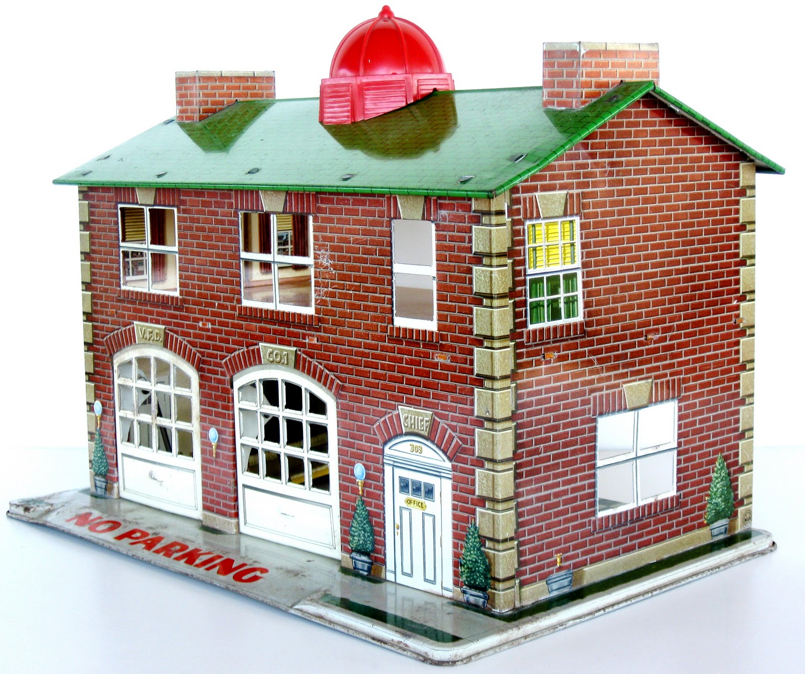 Toys and Stuff Marx Tin Litho Twostory Firehouse