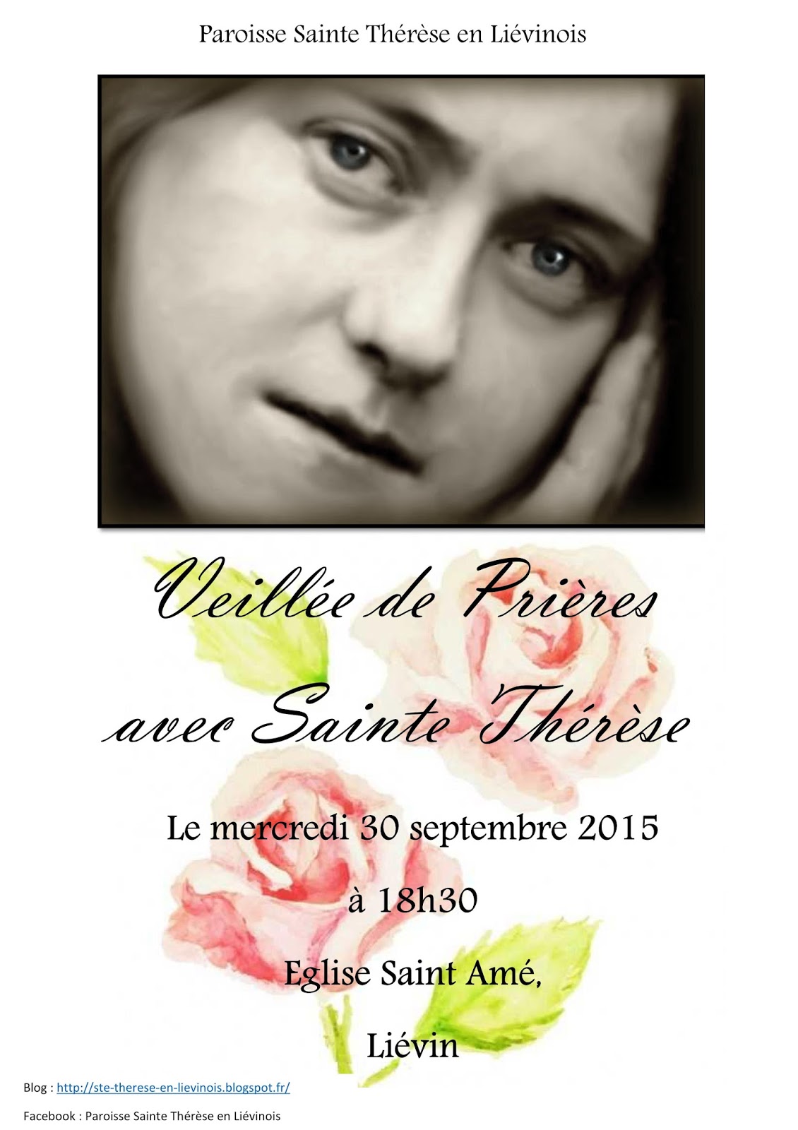 Paroisse Ste Thérèse en Liévinois Veillée de Prières avec Sainte Thérèse