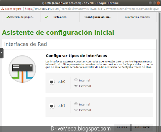 Elegimos cual sera la tarjeta external y cual la internal