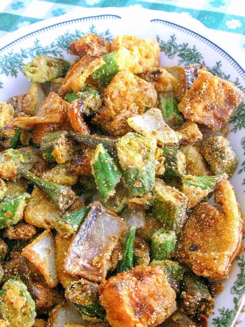 Fried Okra and Green Tomato Combo