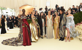 Alek Wek, Jasmine Sanders, Ann-Sofie Johansson, Kiersey Clemons, Olivia Munn, Luka Sabbat and Lili Reinhart wore custom H&M to the 2018 Metropolitan Museum of Art Costume Insitute Benefit hosted by Vogue.