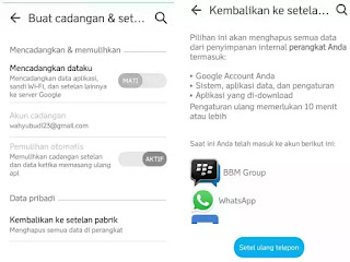 Cara reset android
