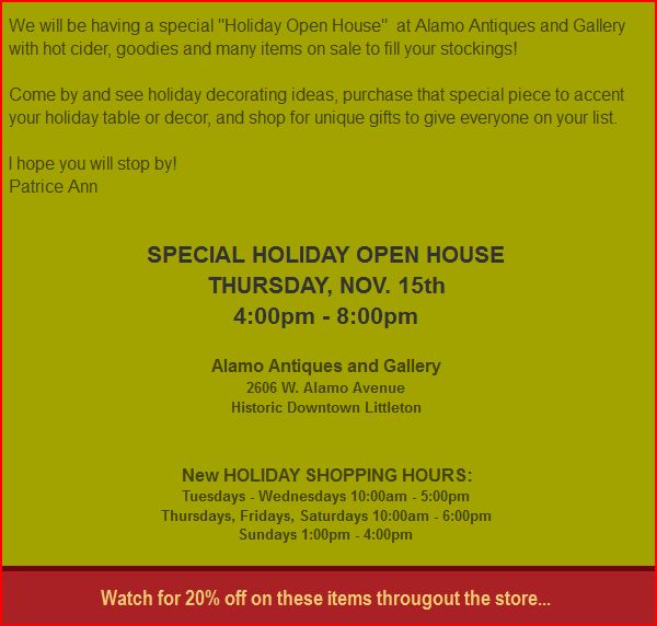 Isa Creative Musings Holiday Open House at Alamo Antiques, Boutique