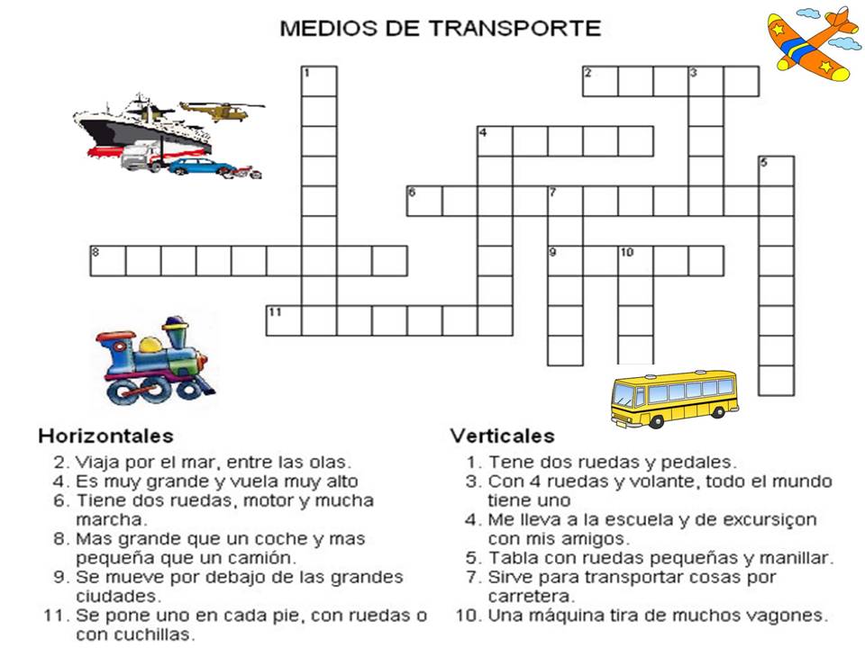 MEDIOS DE TRANSPORTE CRUCIGRAMA