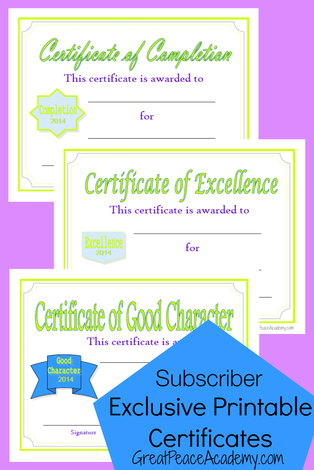 Homeschool Award Printable Certificates - Great Peace Academy