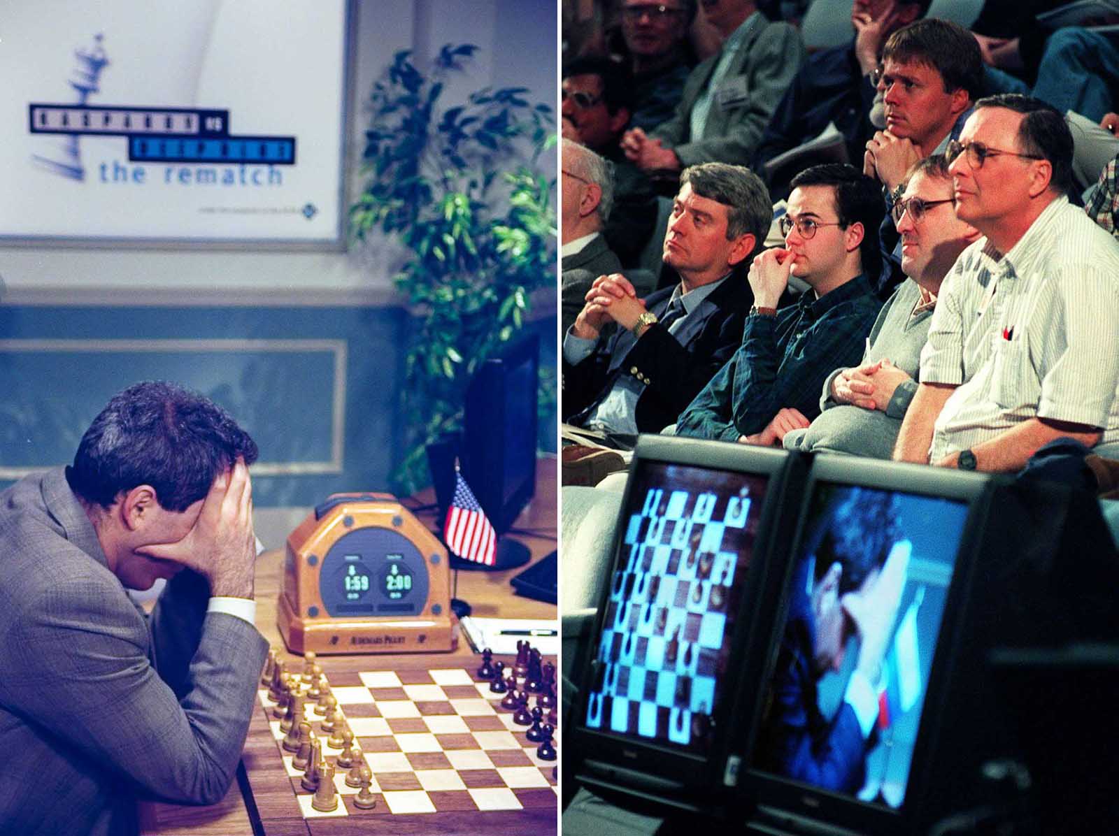 On this day in 1997, IBM's Deep Blue sent shockwaves through the chess  world, defeating reigning world champion Garry Kasparov 3½–2½ in a six-game  match held in New York. : r/chess