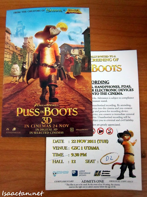 Puss In Boots Free Tickets
