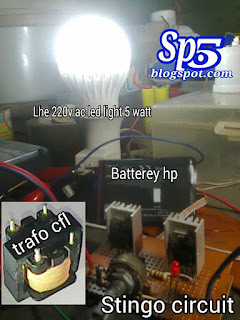 rangkaian lampu darurat stingo inverter 3,7v to 220v ac led light