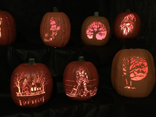 carved pumpkins, Halloween