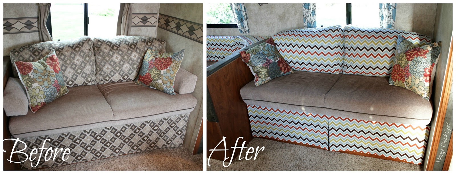 Vintage Dutch Girl Travel Trailer Makeover, Part 7 Chevron