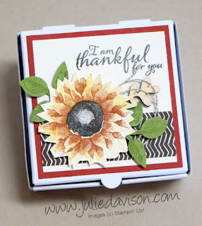 Stampin' Up! Painted Harvest pizza box gift idea ~ 2017 Holiday Catalog ~ www.juliedavison.com