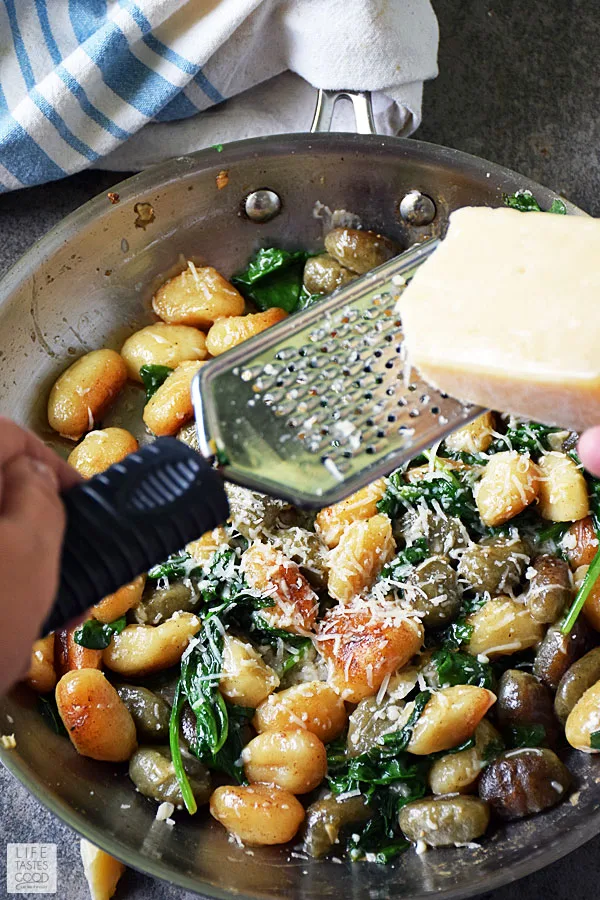 Pan Fried Gnocchi with Spinach and Parmesan