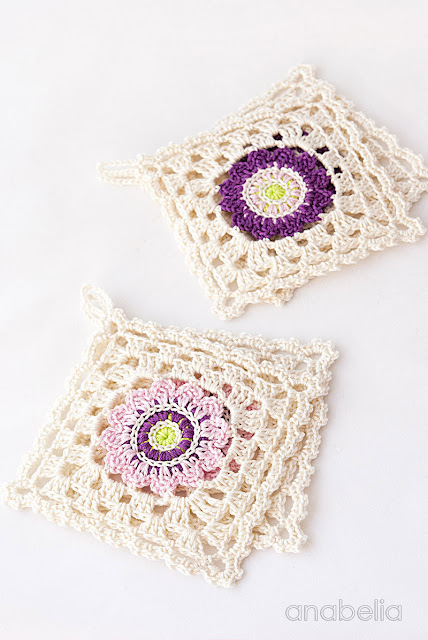 Japanese inspiration crochet square motif by Anabelia Craft Design