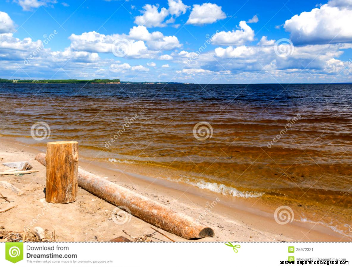 Reservoir on the Volga River in central Russia in the summer with the