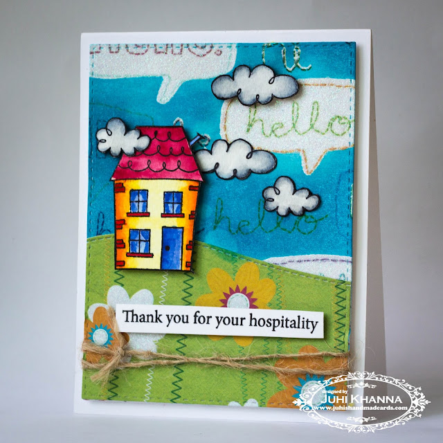 A bright and happy handmade card using Jane's Doodles Home Sweet Home stamp set.