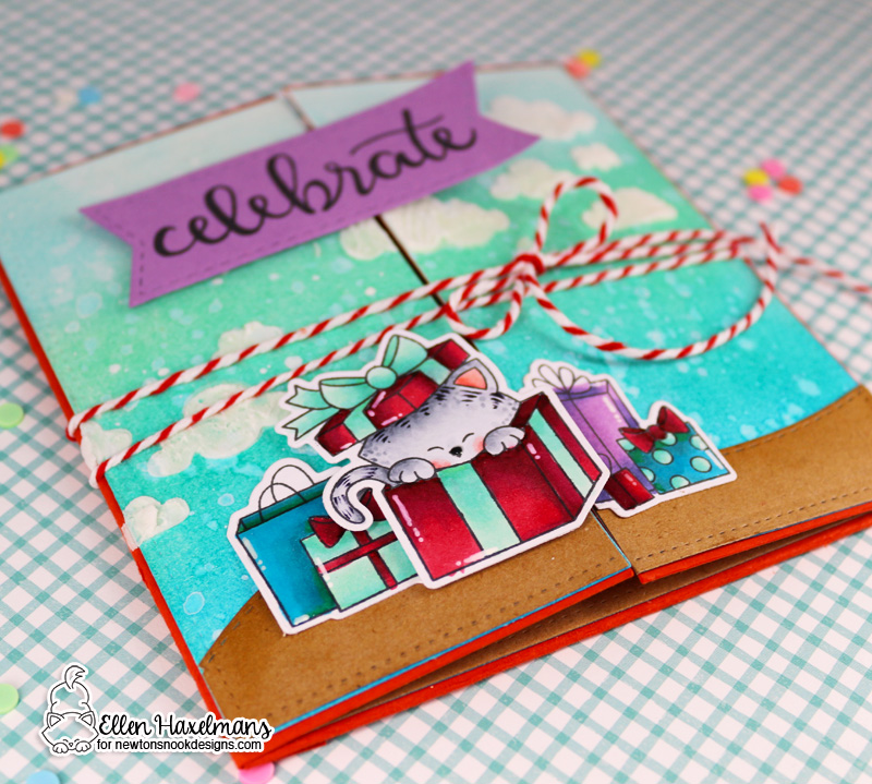 Interactive Folding Birthday Card with Ellen Haxelmans | Newton's Christmas Cuddles stamps and dies by Newton's Nook Designs #newtonsnook #handmade
