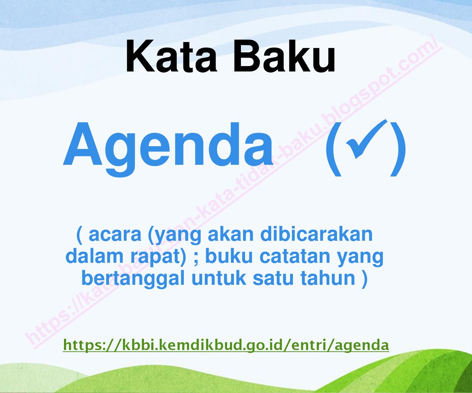 Kata Baku Dan Kata Tidak Baku Agenda Kata Baku
