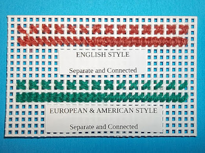 Samples of two styles of cross-stitching