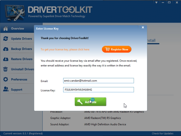 toolkit driver license key