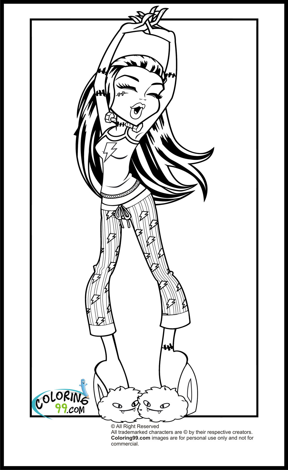 Monster High Frankie Stein Coloring Pages Team colors