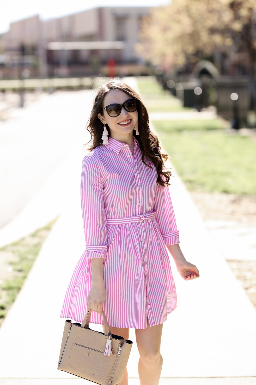 getuigenis hebben accent Pink Stripe Shirt Dress | Caralina Style
