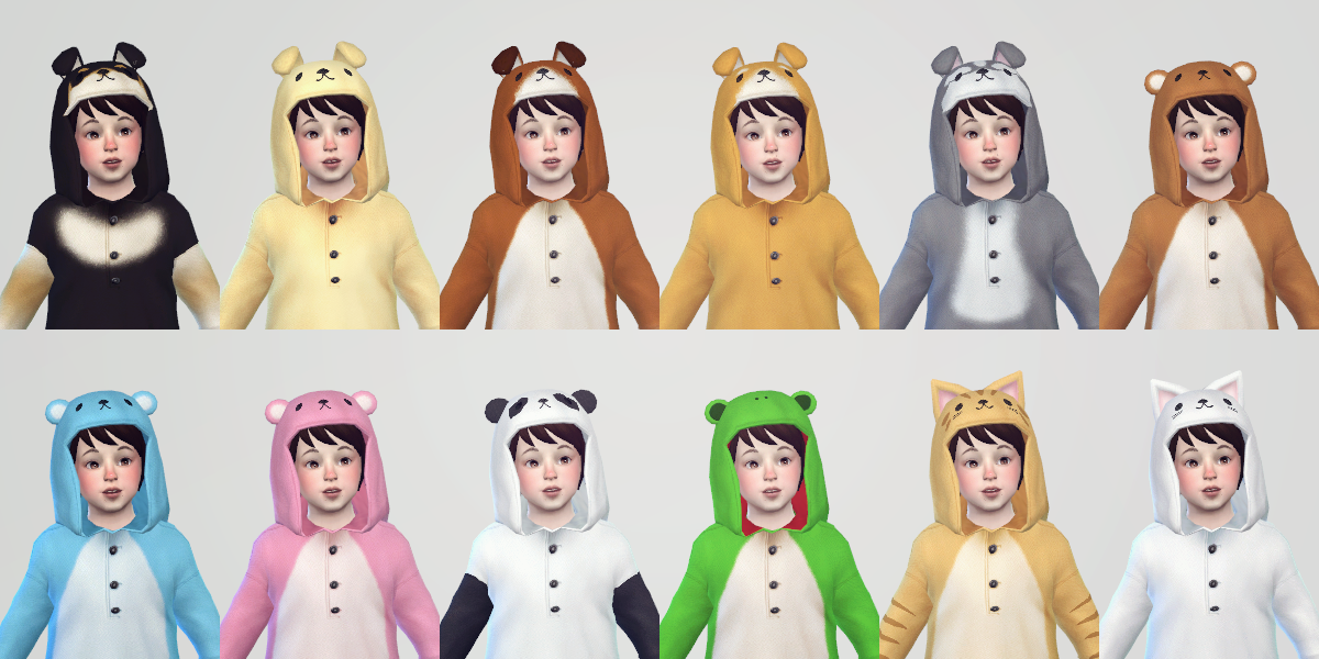 Sims 4 CC's The Best KK Imadako animal night wear conversion for Toddler