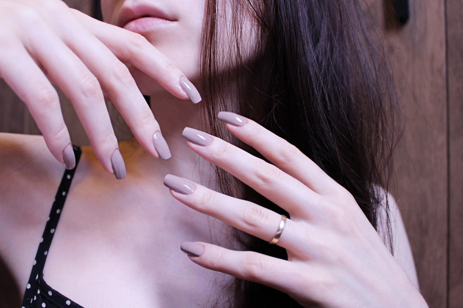 simple, nude nail polish and manicure