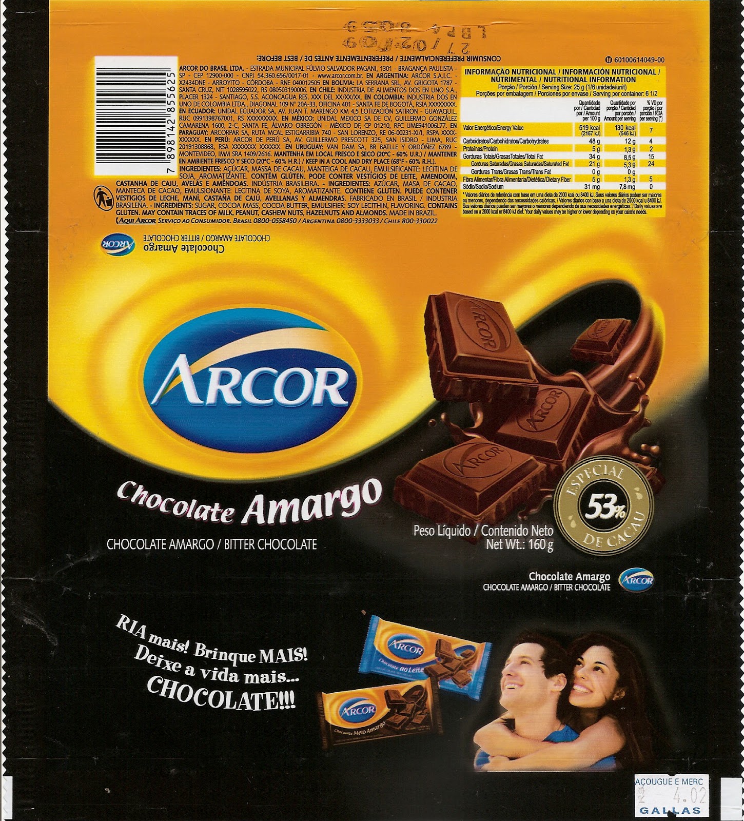 EMBALAGENS DE CHOCOLATE: Chocolates ARCOR