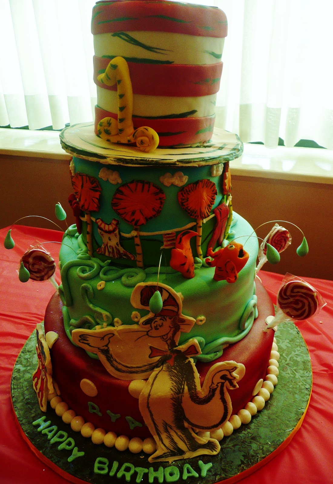 Baking with Roxana's Cakes: Cat in the hat 1st birthday cake