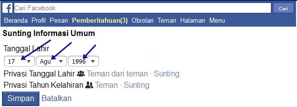 Cara Merubah Tanggal Bulan Dan Tahun Lahir Akun Facebook Menit Info