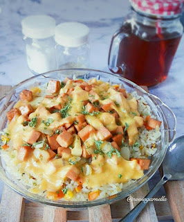 Resep Membuat Butter rice with Chicken Luncheon