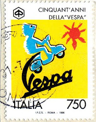 Il 50° anniversario della Vespa, in francobollo